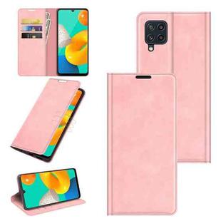 For Samsung Galaxy M32 Retro-skin Business Magnetic Suction Leather Case with Holder & Card Slots & Wallet(Pink)