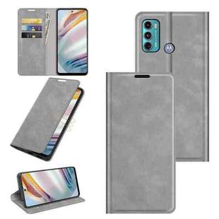 For Motorola Moto G60/G40 Fusion Retro-skin Business Magnetic Suction Leather Case with Holder & Card Slots & Wallet(Grey)