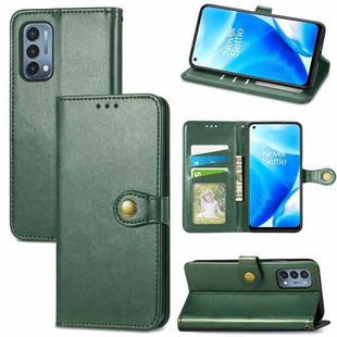 For OnePlus Nord N200 5G Solid Color Leather Buckle Phone Case with Lanyard & Photo Frame & Card Slot & Wallet & Stand Function(Green)