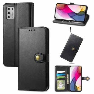 For Motorola Moto G Stylus 2021 Solid Color Leather Buckle Phone Case with Lanyard & Photo Frame & Card Slot & Wallet & Stand Function(Black)