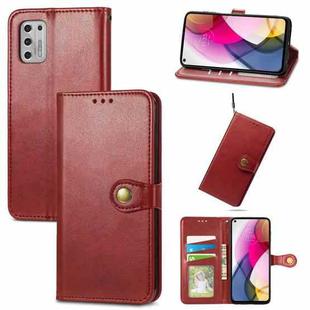 For Motorola Moto G Stylus 2021 Solid Color Leather Buckle Phone Case with Lanyard & Photo Frame & Card Slot & Wallet & Stand Function(Red)