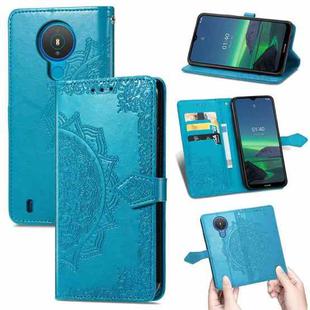 For Nokia 1.4 Mandala Flower Embossed Horizontal Flip Leather Case with Bracket / Card Slot / Wallet / Lanyard(Blue)