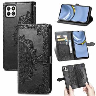 For Huawei Enjoy 20 5G Mandala Flower Embossed Horizontal Flip Leather Case with Bracket / Card Slot / Wallet / Lanyard(Black)