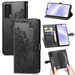 For Vivo S9e Mandala Flower Embossed Horizontal Flip Leather Case with Bracket / Card Slot / Wallet / Lanyard(Black)