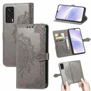 For Vivo S9e Mandala Flower Embossed Horizontal Flip Leather Case with Bracket / Card Slot / Wallet / Lanyard(Grey)