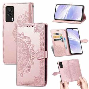 For Vivo S9e Mandala Flower Embossed Horizontal Flip Leather Case with Bracket / Card Slot / Wallet / Lanyard(Rose Gold)