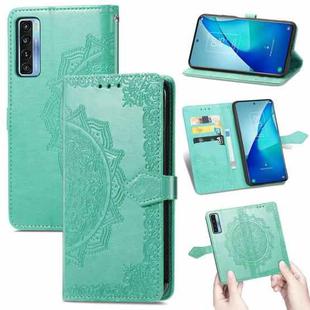 For TCL 20S Mandala Flower Embossed Horizontal Flip Leather Case with Bracket / Card Slot / Wallet / Lanyard(Green)