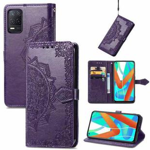 For OPPO Realme V13 5G Mandala Flower Embossed Horizontal Flip Leather Case with Bracket / Card Slot / Wallet / Lanyard(Purple)