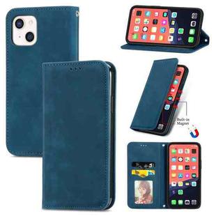 For iPhone 13 Retro Skin Feel Business Magnetic Horizontal Flip Leather Case With Holder & Card Slots & Wallet & Photo Frame(Blue)