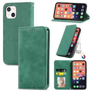 For iPhone 13 Retro Skin Feel Business Magnetic Horizontal Flip Leather Case With Holder & Card Slots & Wallet & Photo Frame(Green)