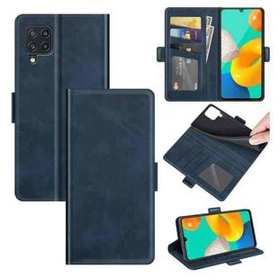 For Samsung Galaxy M32 Dual-side Magnetic Buckle Horizontal Flip Leather Case with Holder & Card Slots & Wallet(Dark Blue)