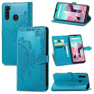 For Blackview A80 Pro Mandala Flower Embossed Horizontal Flip Leather Case with Holder & Three Card Slots & Wallet & Lanyard(Blue)