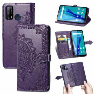 For Oukitel C23 Pro Mandala Flower Embossed Horizontal Flip Leather Case with Holder & Three Card Slots & Wallet & Lanyard(Purple)