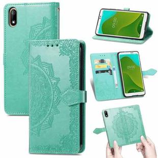 For Wiko Jerry 4 Mandala Flower Embossed Horizontal Flip Leather Case with Holder & Three Card Slots & Wallet & Lanyard(Green)