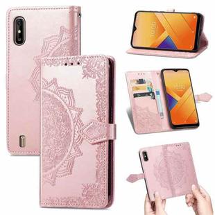 For Wiko Y81 Mandala Flower Embossed Horizontal Flip Leather Case with Holder & Three Card Slots & Wallet & Lanyard(Rose Gold)
