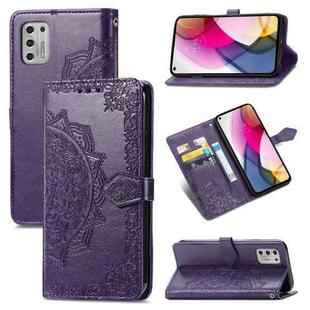For Motorola Moto G Stylus 2021 Mandala Flower Embossed Horizontal Flip Leather Case with Holder & Three Card Slots & Wallet & Lanyard(Purple)