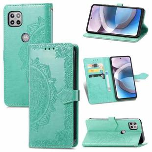 For Motorola Moto One 5G Ace Mandala Flower Embossed Horizontal Flip Leather Case with Holder & Three Card Slots & Wallet & Lanyard(Green)