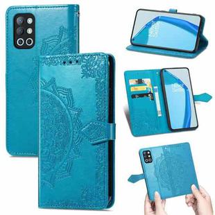 For OnePlus 9R Mandala Flower Embossed Horizontal Flip Leather Case with Holder & Three Card Slots & Wallet & Lanyard(Blue)