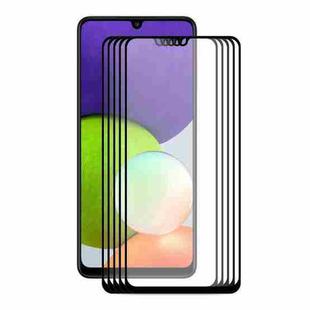 For Samsung Galaxy A22 4G 5 PCS ENKAY Hat-Prince Full Glue 0.26mm 9H 2.5D Tempered Glass Screen Protector Full Coverage Film