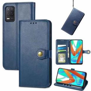 For OPPO Realme V13 Solid Color Leather Buckle Phone Case with Lanyard & Photo Frame & Card Slot & Wallet & Stand Function(Blue)