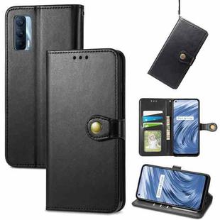 For OPPO Realme V15 5G Retro Solid Color Buckle Leather Phone Case(Black)