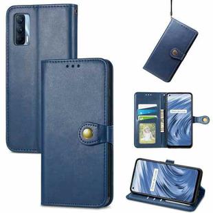 For OPPO Realme V15 5G Retro Solid Color Buckle Leather Phone Case(Blue)