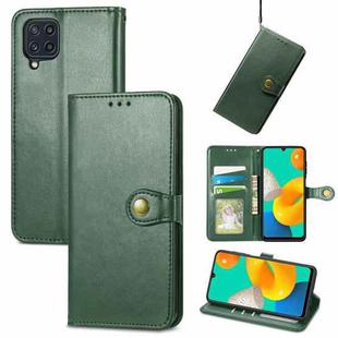 For Samsung Galaxy M32 Solid Color Leather Buckle Phone Case with Lanyard & Photo Frame & Card Slot & Wallet & Stand Function(Green)