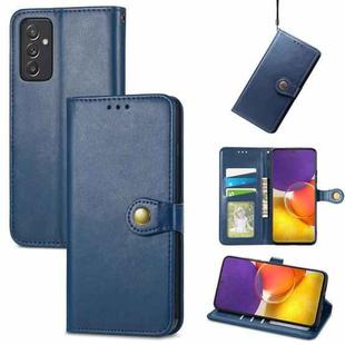 For Samsung Galaxy A82 5G Solid Color Leather Buckle Phone Case with Lanyard & Photo Frame & Card Slot & Wallet & Stand Function(Blue)