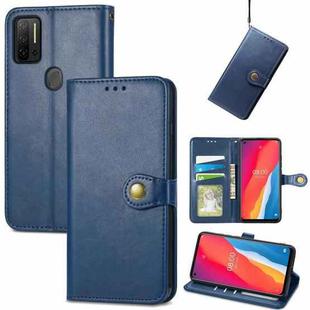 For Ulefone Note 11 Plus Solid Color Leather Buckle Phone Case with Lanyard & Photo Frame & Card Slot & Wallet & Stand Function(Blue)