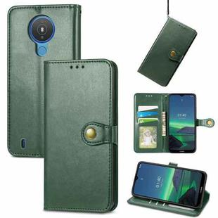 For Nokia 1.4 Solid Color Leather Buckle Phone Case with Lanyard & Photo Frame & Card Slot & Wallet & Stand Function(Green)