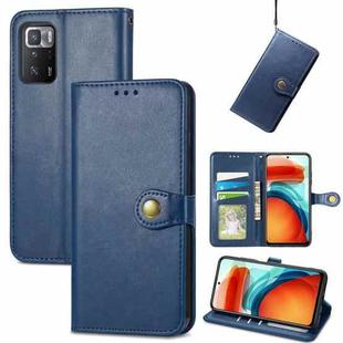 For Xiaomi Redmi Note 10 Pro 5G / Poco X3 GT Solid Color Leather Buckle Phone Case with Lanyard & Photo Frame & Card Slot & Wallet & Stand Function(Blue)