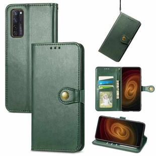 For ZTE Axon 20 5G Solid Color Leather Buckle Phone Case with Lanyard & Photo Frame & Card Slot & Wallet & Stand Function(Green)