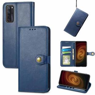 For ZTE Axon 20 5G Solid Color Leather Buckle Phone Case with Lanyard & Photo Frame & Card Slot & Wallet & Stand Function(Blue)