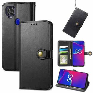 For ZTE Axon 11 SE 5G Solid Color Leather Buckle Phone Case with Lanyard & Photo Frame & Card Slot & Wallet & Stand Function(Black)