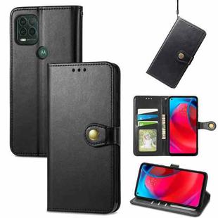 For Motorola Moto G Stylus 5G Solid Color Leather Buckle Phone Case with Lanyard & Photo Frame & Card Slot & Wallet & Stand Function(Black)