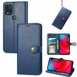 For Motorola Moto G Stylus 5G Solid Color Leather Buckle Phone Case with Lanyard & Photo Frame & Card Slot & Wallet & Stand Function(Blue)