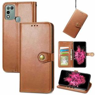 For Infinix Hot 10 Play Solid Color Leather Buckle Phone Case (Brown)