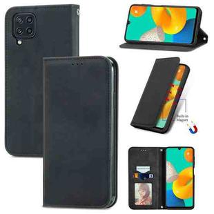 For Samsung Galaxy M32 Retro Skin Feel Business Magnetic Horizontal Flip Leather Case with Holder & Card Slots & Wallet & Photo Frame(Black)