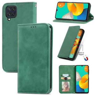 For Samsung Galaxy M32 Retro Skin Feel Business Magnetic Horizontal Flip Leather Case with Holder & Card Slots & Wallet & Photo Frame(Green)
