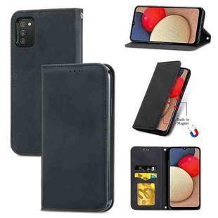 For Samsung Galaxy A03s 164mm Retro Skin Feel Magnetic Horizontal Flip Leather Case with Holder & Card Slots & Wallet & Photo Frame(Black)