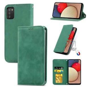 For Samsung Galaxy A03s 164mm Retro Skin Feel Magnetic Horizontal Flip Leather Case with Holder & Card Slots & Wallet & Photo Frame(Green)