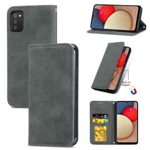 For Samsung Galaxy A03s 164mm Retro Skin Feel Magnetic Horizontal Flip Leather Case with Holder & Card Slots & Wallet & Photo Frame(Grey)