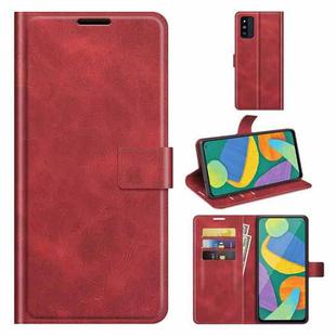 Retro Calf Pattern Buckle Horizontal Flip Leather Case with Holder & Card Slots & Wallet For Samsung Galaxy F52 5G(Red)