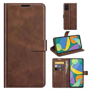 Retro Calf Pattern Buckle Horizontal Flip Leather Case with Holder & Card Slots & Wallet For Samsung Galaxy F52 5G(Dark Brown)