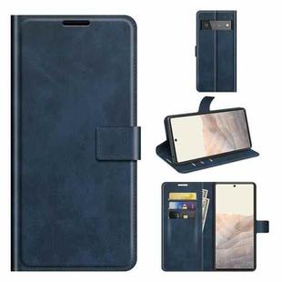 Retro Calf Pattern Buckle Horizontal Flip Leather Case with Holder & Card Slots & Wallet For Google Pixel 6 Pro(Blue)