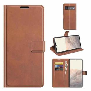 Retro Calf Pattern Buckle Horizontal Flip Leather Case with Holder & Card Slots & Wallet For Google Pixel 6 Pro(Light Brown)