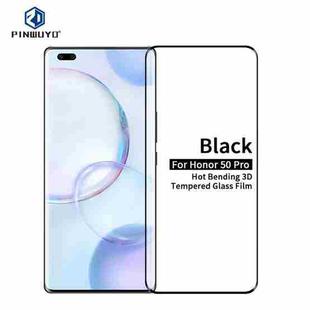 For Honor 50 Pro PINWUYO 9H 3D Hot Bending Tempered Glass Film(Black)