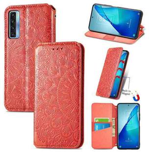 For TCL 20S Blooming Mandala Embossed Pattern Magnetic Horizontal Flip Leather Case with Holder & Card Slots & Wallet(Red)