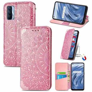 For OPPO Realme V15 5G Blooming Mandala Embossed Pattern Magnetic Horizontal Flip Leather Case with Holder & Card Slots & Wallet(Pink)