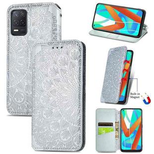 For OPPO Realme V13 Blooming Mandala Embossed Pattern Magnetic Horizontal Flip Leather Case with Holder & Card Slots & Wallet(Gray)